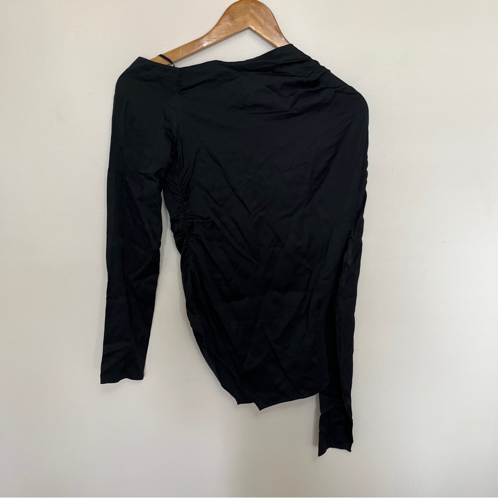 A.L.C. Jamie Top in Black Satin One Shoulder Style Draped Size 2 NWOT - Picture 5 of 5